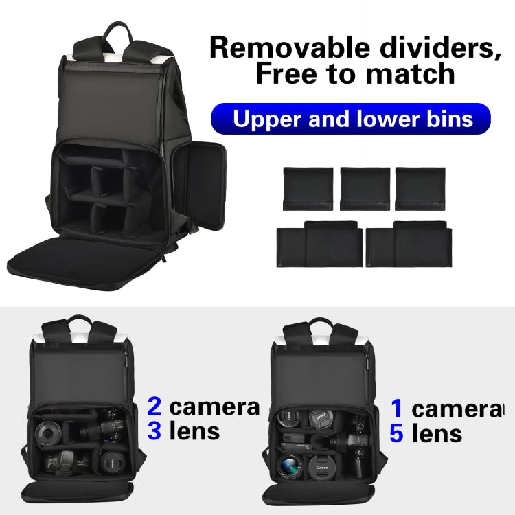 Cwatcun D79 Camera Backpack Multi-Functional Camera Dual Shoulders Bag, Size:40.5 x 28 x 17.5cm Small(Black White)