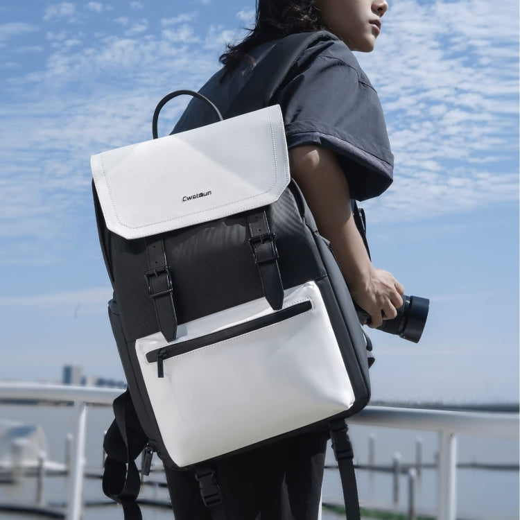 Cwatcun D79 Camera Backpack Multi-Functional Camera Dual Shoulders Bag, Size:43.5 x 30.5 x 18cm Large(Black White)