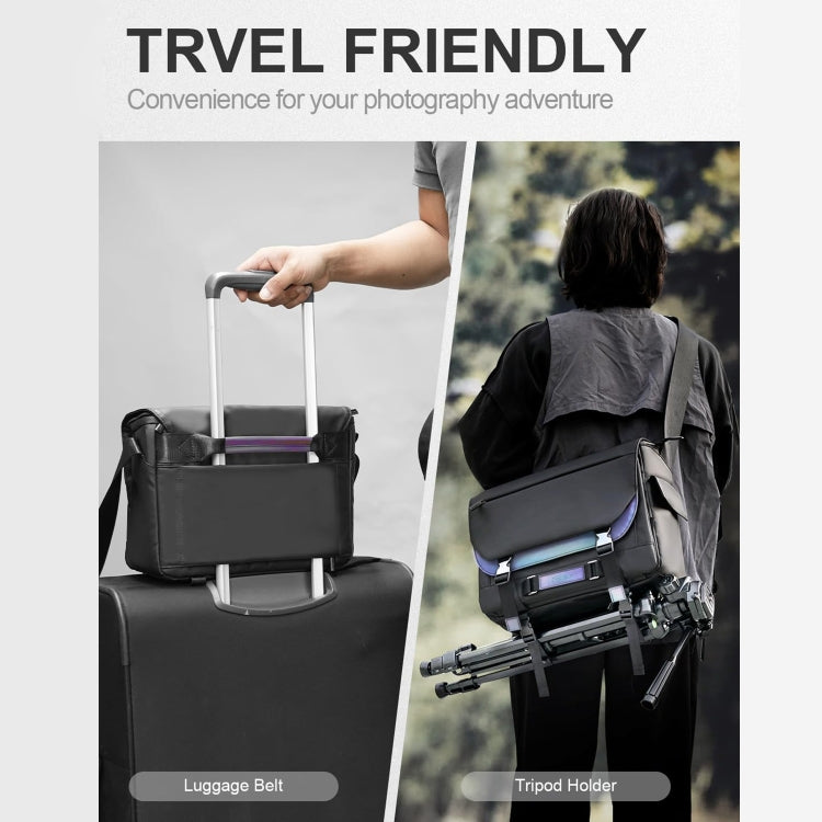 Cwatcun D85 Camera Bag Side Quick Access Camera Messenger Case Water-resistant Bag, Size:30 x 15 x 24cm Small(Black)