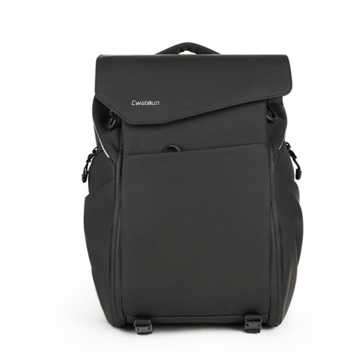 Cwatcun D89 Camera Backpack Water-resistant Leather Film 15.6 Laptop Sleeve Bag, Size:43.5 x 33 x 22.5cm(Black)