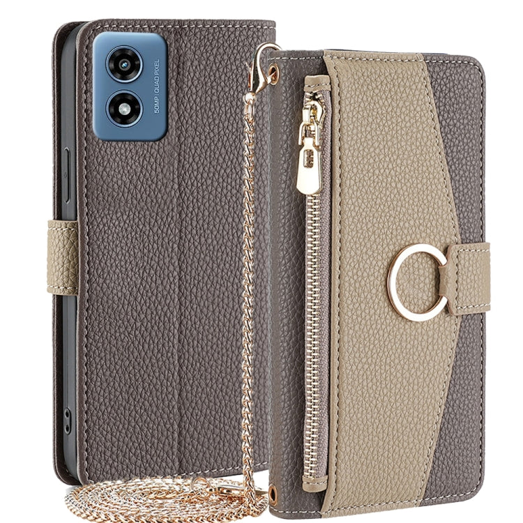 For Motorola Moto G 5G 2024 Crossbody Litchi Texture Leather Phone Case(Grey)