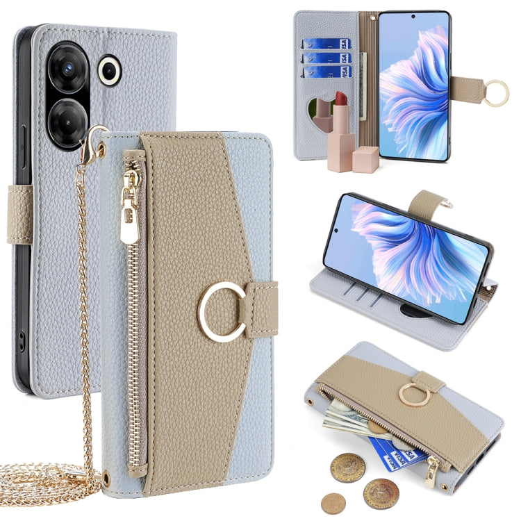 For Tecno Camon 20 Pro 5G Crossbody Litchi Texture Leather Phone Case(Blue)