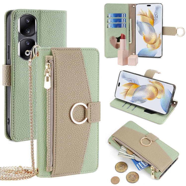 For Honor 90 Pro 5G Crossbody Litchi Texture Leather Phone Case(Green)