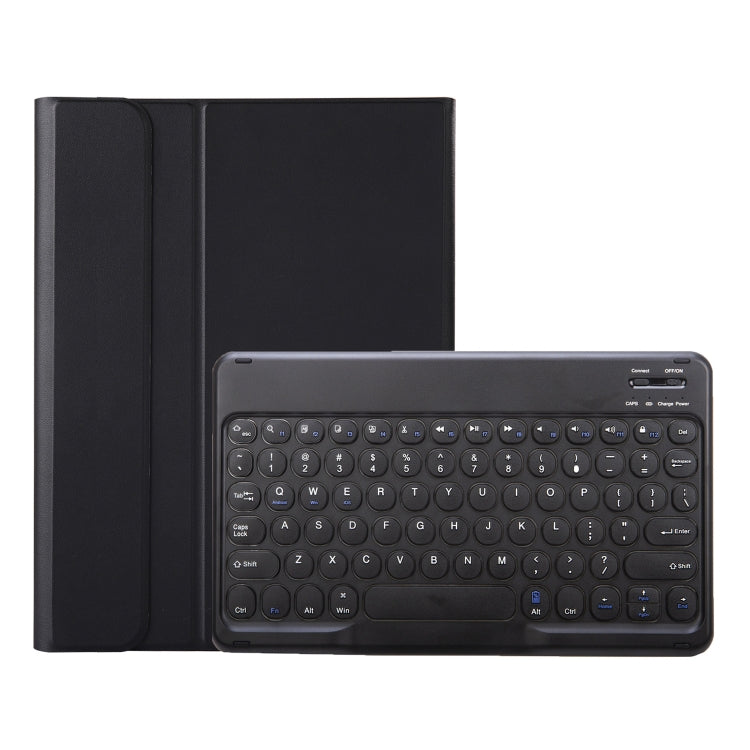 For Samsung Galaxy Tab A9+ X210/X215/X215 YA09B Candy Color TPU Round Keycap Bluetooth Keyboard Leather Case with Pen Slot(Black)