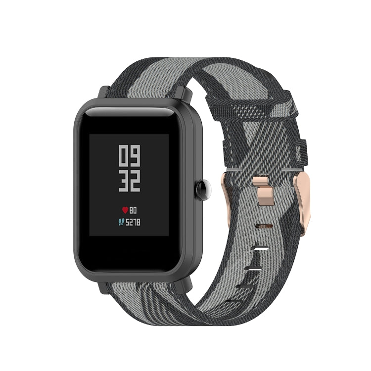 20mm Universal Stripe Weave Nylon Watch Band(Grey)