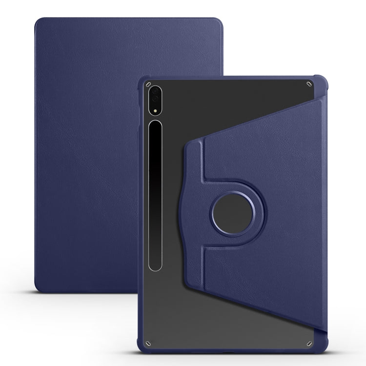 For Samsung Galaxy Tab S10+ / S9+ Acrylic 360 Degree Rotation Holder Tablet Leather Case(Dark Blue)
