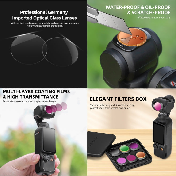 For DJI OSMO Pocket 3 Sunnylife Camera Lens Magnetic Metal Filter, Filter:6 in 1 UV CPL ND8-64 - free shipping - PMC Jewellery - Order now!