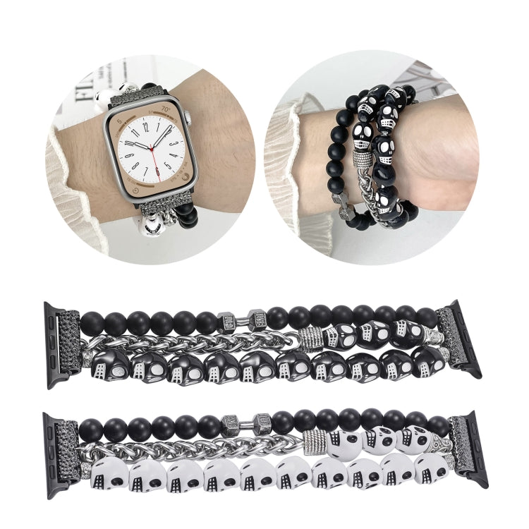For Apple Watch Ultra 2 49mm Skull Beaded Watch Band(White)