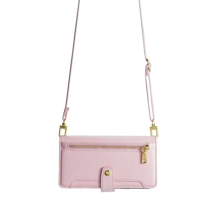 For Sony Xperia 5 V Lite Sheep Texture Cross-body Zipper Wallet Leather Phone Case(Pink)