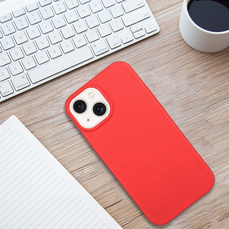 For iPhone 15 Plus Wheat MagSafe Magnetic Straw Material + TPU Phone Case(Red)