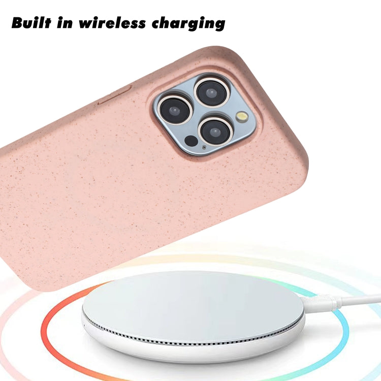 For iPhone 11 Pro Wheat MagSafe Magnetic Straw Material + TPU Phone Case(Pink)