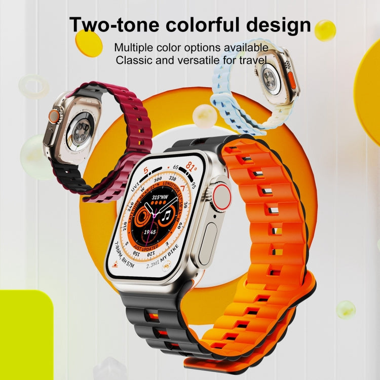 For Apple Watch SE 2023 44mm Reverse Buckle Two Color Magnetic Silicone Watch Band(Grey+Orange)