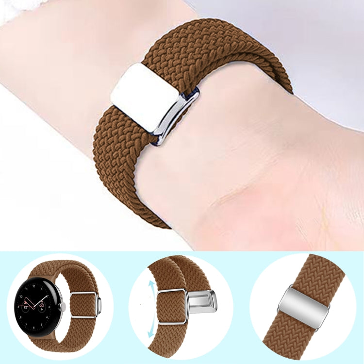 For Google Pixel Watch / Watch 2 Nylon Loop Magnetic Buckle Watch Band(Black Rainbow) - Watch Bands by PMC Jewellery | Online Shopping South Africa | PMC Jewellery | Buy Now Pay Later Mobicred