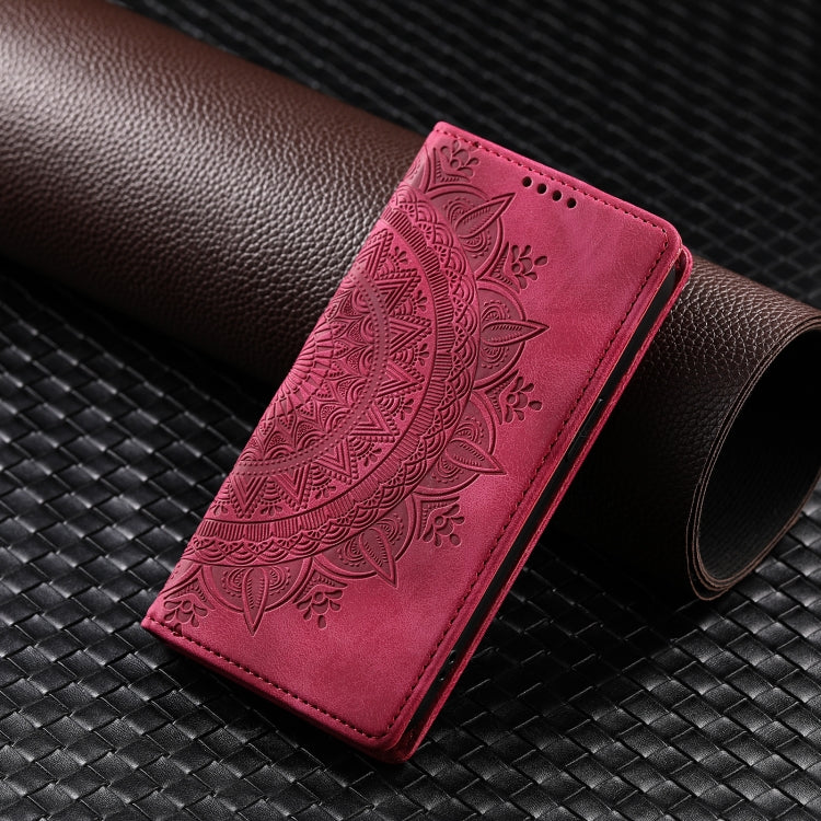 For iPhone 16 Pro Max Totem Embossed Magnetic Leather Phone Case(Red)