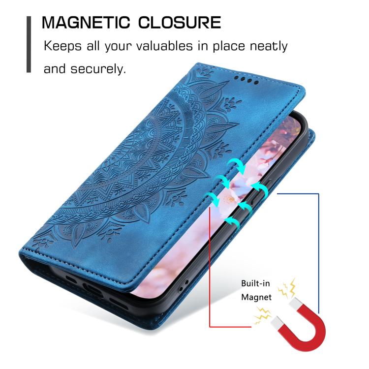 For iPhone 16e Totem Embossed Magnetic Leather Phone Case(Blue) - iPhone 16e Cases by PMC TechLife | Online Shopping South Africa | PMC TechLife | Buy Now Pay Later Mobicred