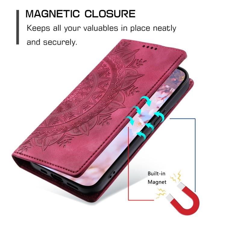 For iPhone 16e Totem Embossed Magnetic Leather Phone Case(Red) - iPhone 16e Cases by PMC TechLife | Online Shopping South Africa | PMC TechLife | Buy Now Pay Later Mobicred