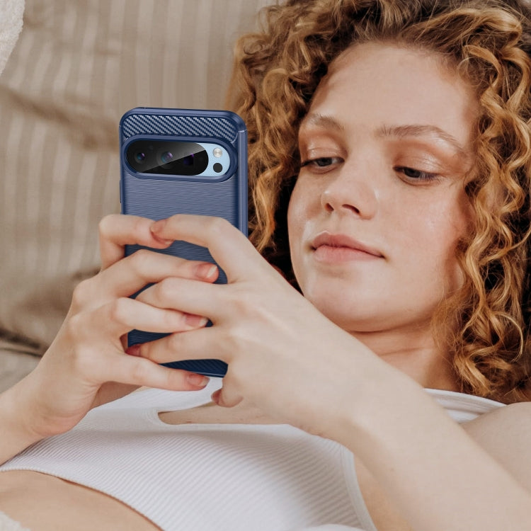 For Google Pixel 9 Carbon Fiber Brushed Texture TPU Phone Case(Blue) - Google Cases by PMC TechLife | Online Shopping South Africa | PMC TechLife | Buy Now Pay Later Mobicred