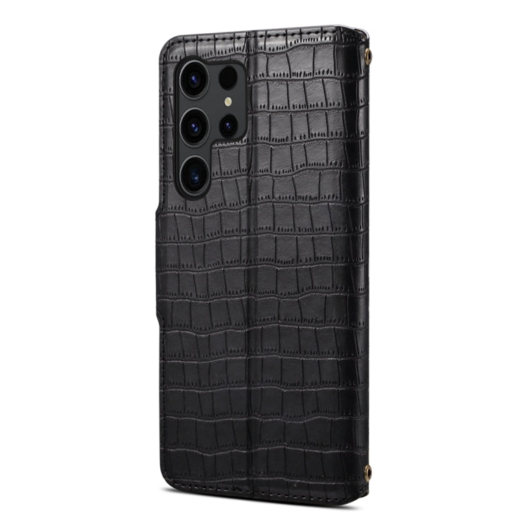 For Samsung Galaxy S24 Ultra 5G Denior Crocodile Texture Oil Edge Leather Phone Case(Black)