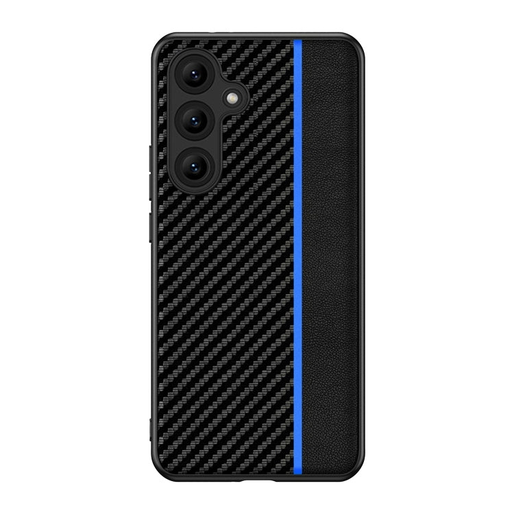 For Samsung Galaxy S25+ 5G Ultra-thin Carbon Fiber Texture Splicing Phone Case(Blue)