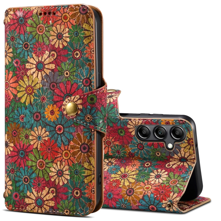 For Samsung Galaxy S24+ 5G Denior Flower Language Series Cork Fabric Oil Edge Leather Phone Case(Spring)