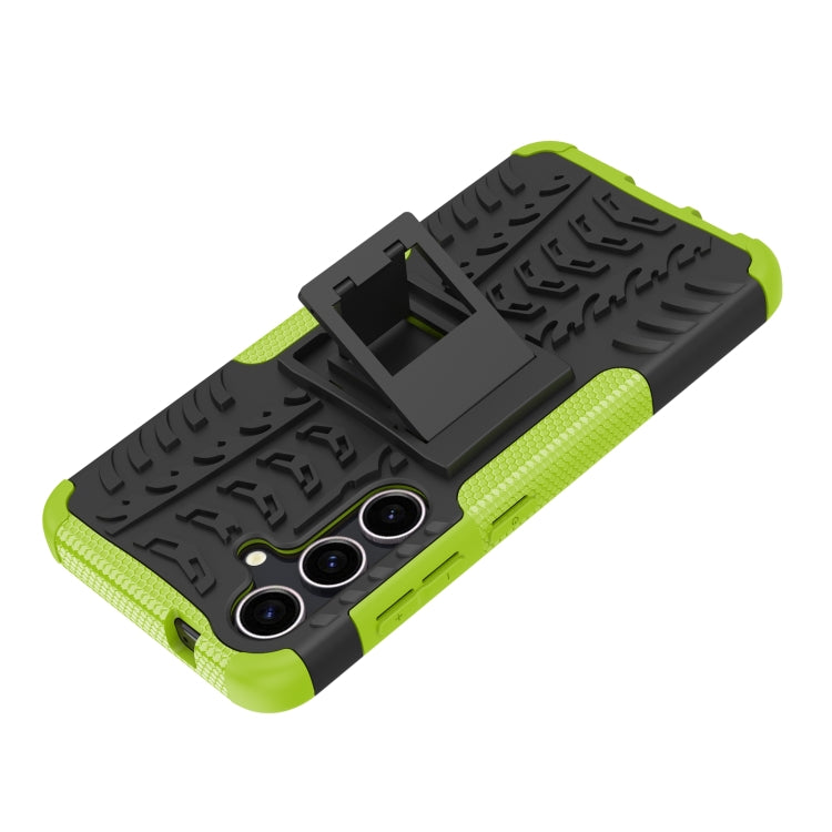 For Samsung Galaxy S24 5G Tire Texture TPU + PC Phone Case with Holder(Green) - Galaxy S24 5G Cases by PMC TechLife | Online Shopping South Africa | PMC TechLife