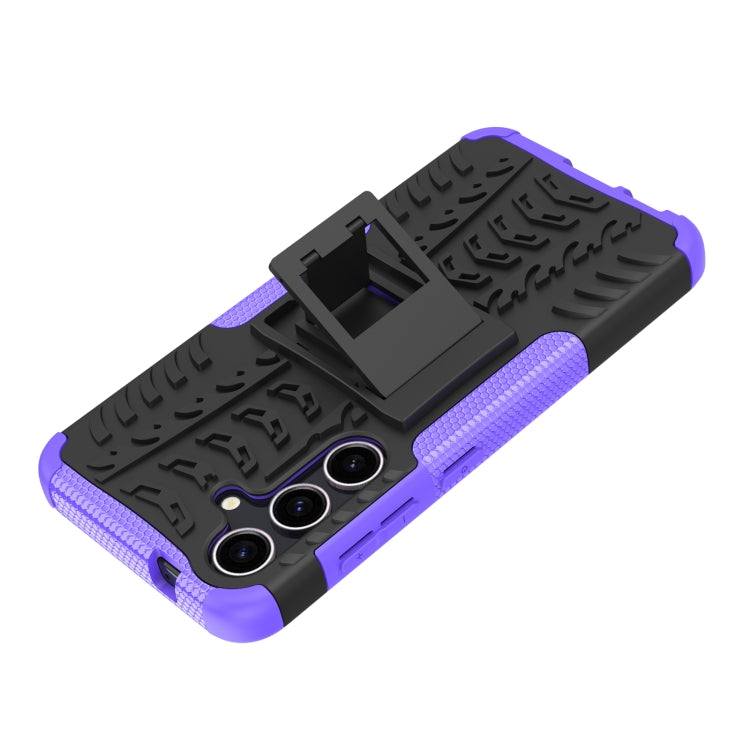 For Samsung Galaxy S24 5G Tire Texture TPU + PC Phone Case with Holder(Purple) - Galaxy S24 5G Cases by PMC TechLife | Online Shopping South Africa | PMC TechLife