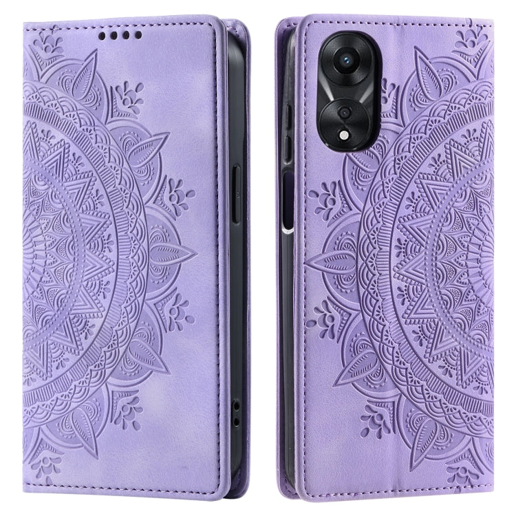 For OPPO A78 5G / A58 5G Totem Embossed Magnetic Leather Phone Case(Purple)