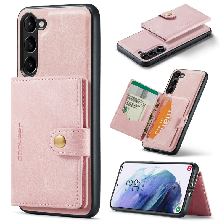For Samsung Galaxy S24 5G JEEHOOD J01 Retro Magnetic Detachable Wallet Phone Case(Pink)