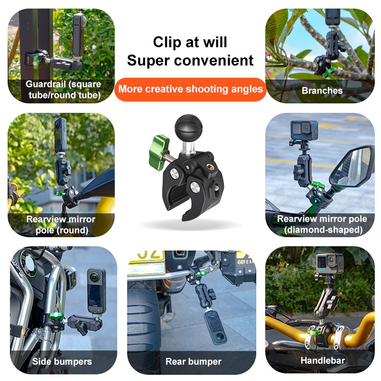 RUIGPRO Crab Clamp Action Camera Bracket 1/4 Ball Head Mount - free shipping - PMC TechLife - Order now!