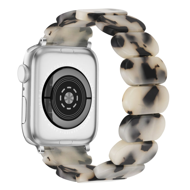 For Apple Watch SE 44mm Stretch Rope Resin Watch Band(Dark Brown White)