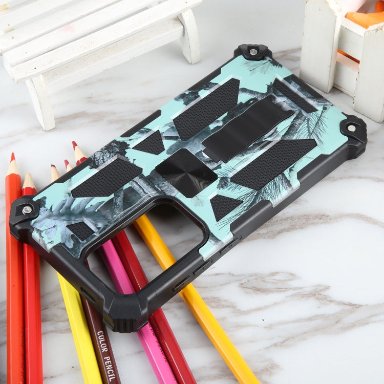 For Samsung Galaxy S24 Ultra 5G Camouflage Armor Kickstand TPU + PC Magnetic Phone Case(Mint Green)