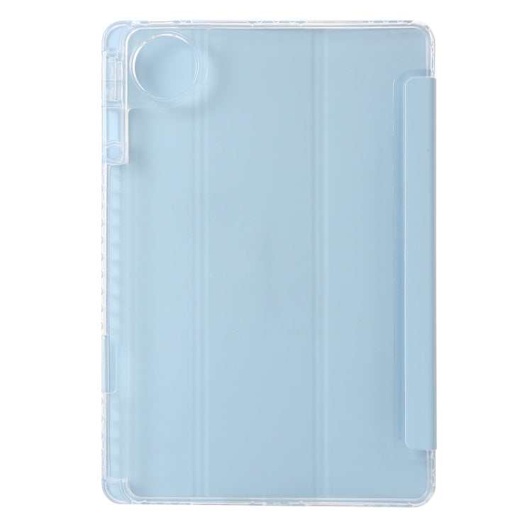For Huawei Matepad 11 Pro 2024 Clear Acrylic 3-Fold Leather Tablet Case(Ice Blue)