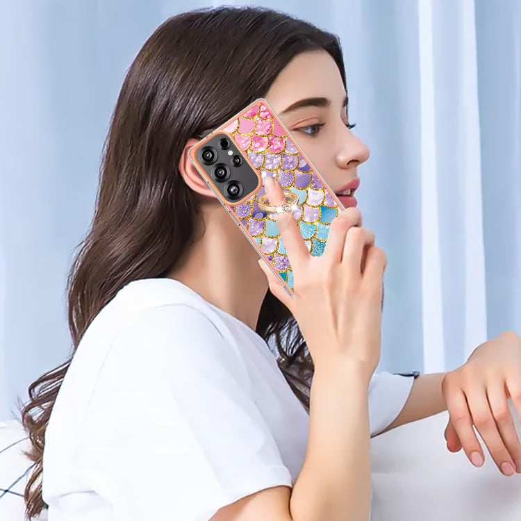 For Samsung Galaxy S25 Ultra 5G Electroplating Pattern IMD TPU Shockproof Case with Rhinestone Ring Holder(Colorful Scales) - Galaxy S25 Ultra 5G Cases by PMC Jewellery | Online Shopping South Africa | PMC Jewellery | Buy Now Pay Later Mobicred