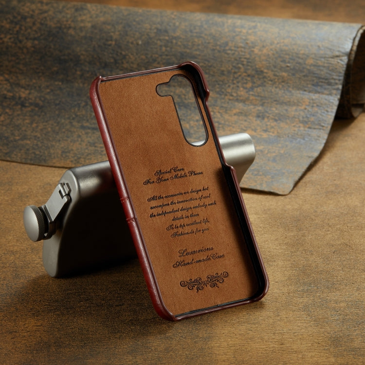 For Samsung Galaxy S24+ 5G Fierre Shann Oil Wax Texture Leather Phone Case with Card Slots(Brown) - Galaxy S24+ 5G Cases by FIERRE SHANN | Online Shopping South Africa | PMC Jewellery | Buy Now Pay Later Mobicred