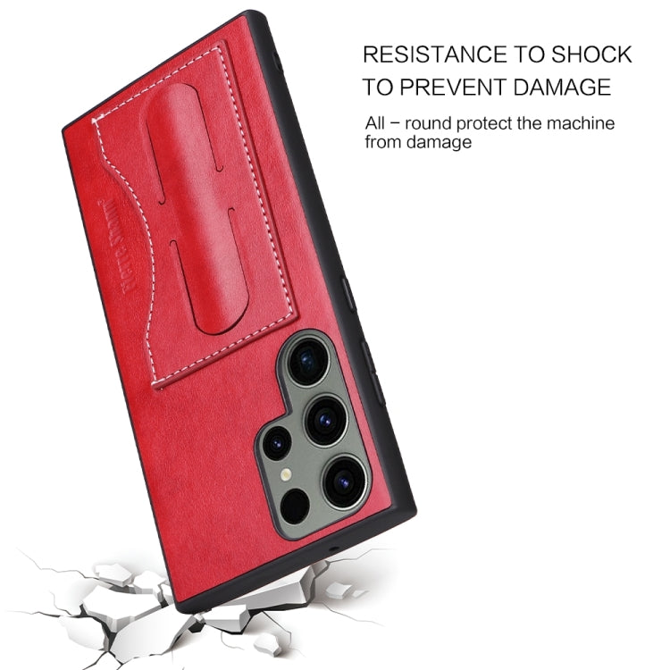 For Samsung Galaxy S24 Ultra 5G Fierre Shann Full Coverage Protective Leather Phone Case(Red)