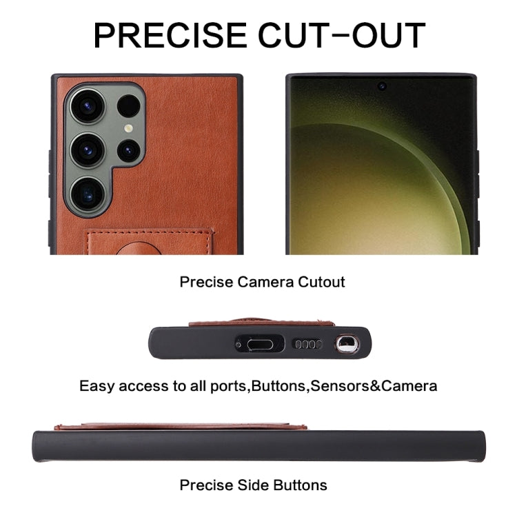 For Samsung Galaxy S24+ 5G Fierre Shann Full Coverage Protective Leather Phone Case(Brown)