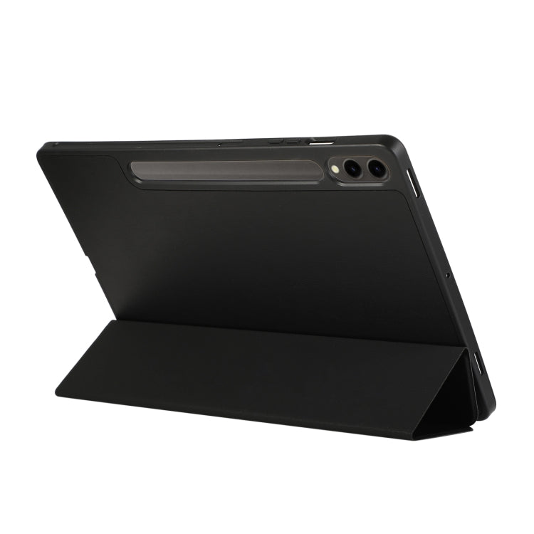 For Samsung Galaxy Tab S9+ 3-Fold Pure Color TPU Leather Tablet Case with Pen Slot(Black) - Galaxy Tab S9+ Cases by PMC TechLife | Online Shopping South Africa | PMC TechLife