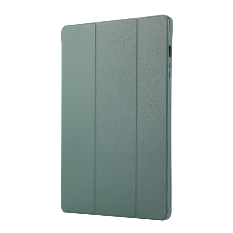 For Samsung Galaxy Tab S9+ / S10+ 3-Fold Pure Color TPU Leather Tablet Case with Pen Slot(Dark Green)