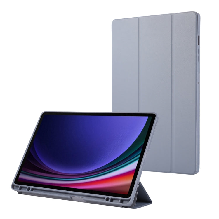 For Samsung Galaxy Tab S9+ / S10+ 3-Fold Pure Color TPU Leather Tablet Case with Pen Slot(Lavender)