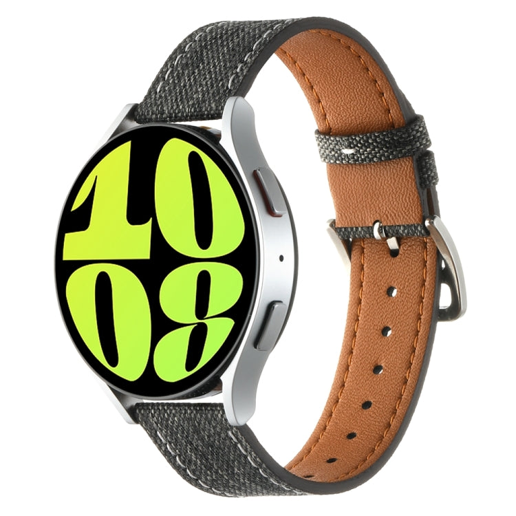 20mm Universal Denim Leather Buckle Watch Band(Black)