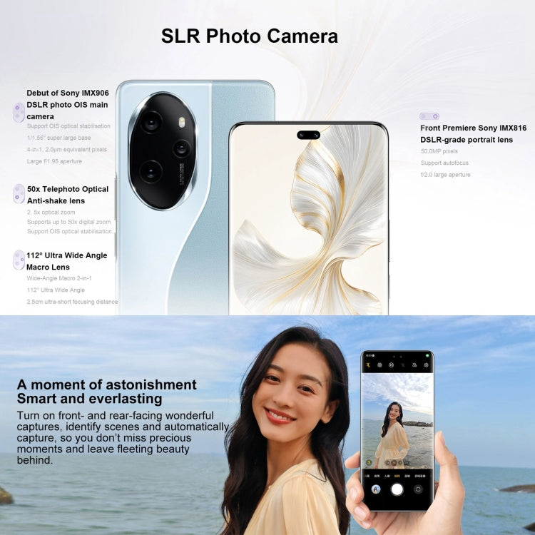 Honor 100 Pro, 16GB+512GB, Screen Fingerprint Identification, 6.78 inch MagicOS 7.2 Snapdragon 8 Gen 2 Octa Core up to 3.19GHz, Network: 5G, NFC, OTG, Support Google Play(Blue)