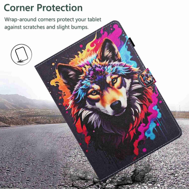 For 10 inch Painted Pattern Stitching Leather Tablet Case(Colorful Wolf) - 10 - 11 inch by PMC TechLife | Online Shopping South Africa | PMC TechLife | Buy Now Pay Later Mobicred
