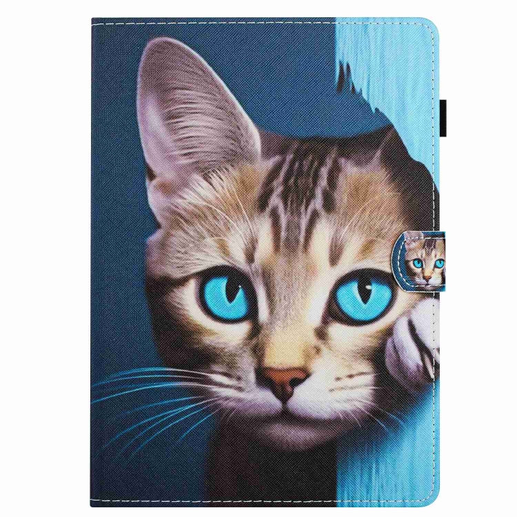 For iPad 11 Pro 2024 / 2020 / Air 4 10.9 Painted Pattern Stitching Smart Leather Tablet Case(Blue Cat)