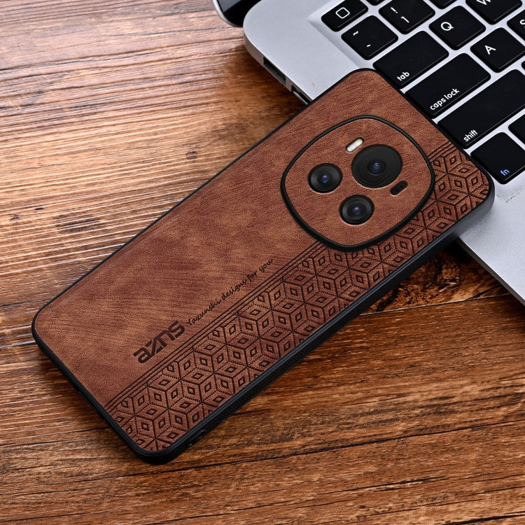 For Honor Magic6 AZNS 3D Embossed Skin Feel Phone Case(Brown)