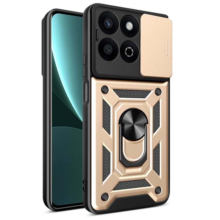 For Honor 200 Smart Sliding Camera Cover Design TPU+PC Phone Case(Gold)