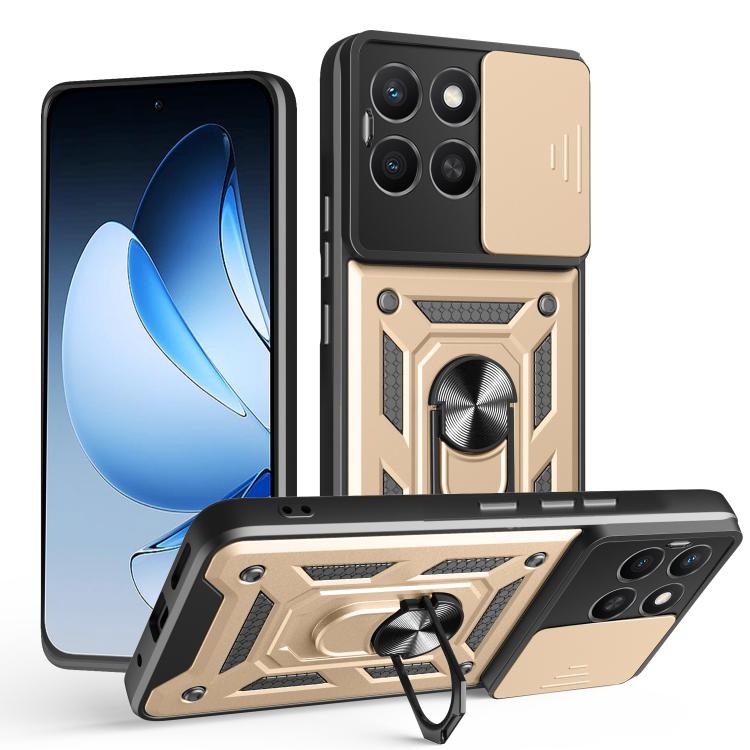 For Honor X8c 4G Sliding Camera Cover Design TPU+PC Phone Case(Gold)