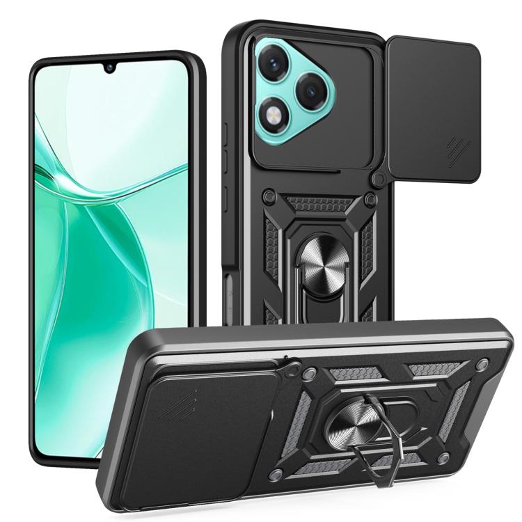 For Honor 400 Lite Global Sliding Camera Cover Design TPU+PC Phone Case(Black)
