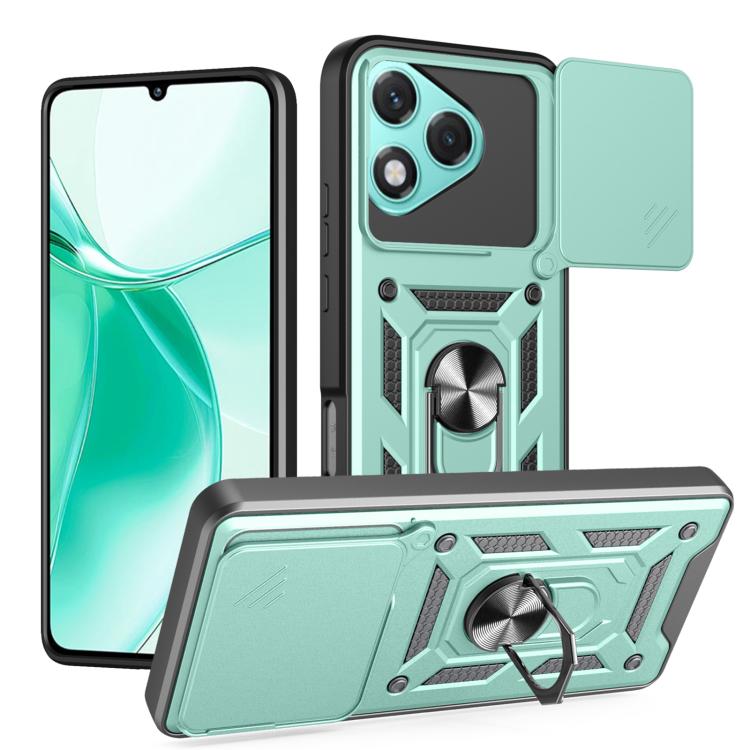 For Honor 400 Lite Global Sliding Camera Cover Design TPU+PC Phone Case(Green)