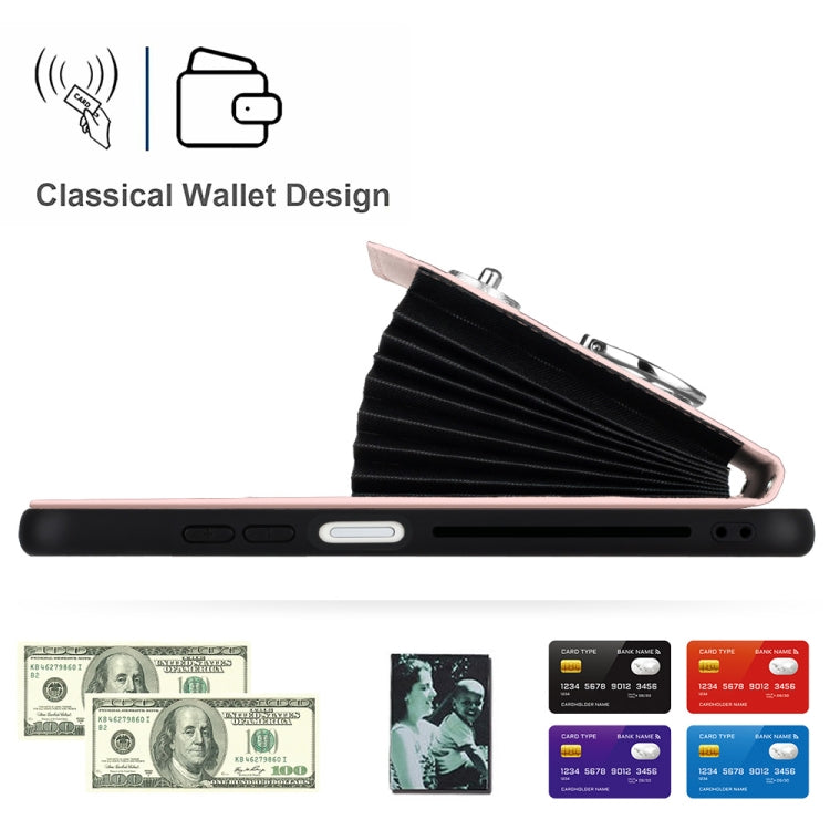 For Xiaomi Poco X5/Redmi Note 12 5G Global Organ Card Bag Ring Holder PU Phone Case(Pink)