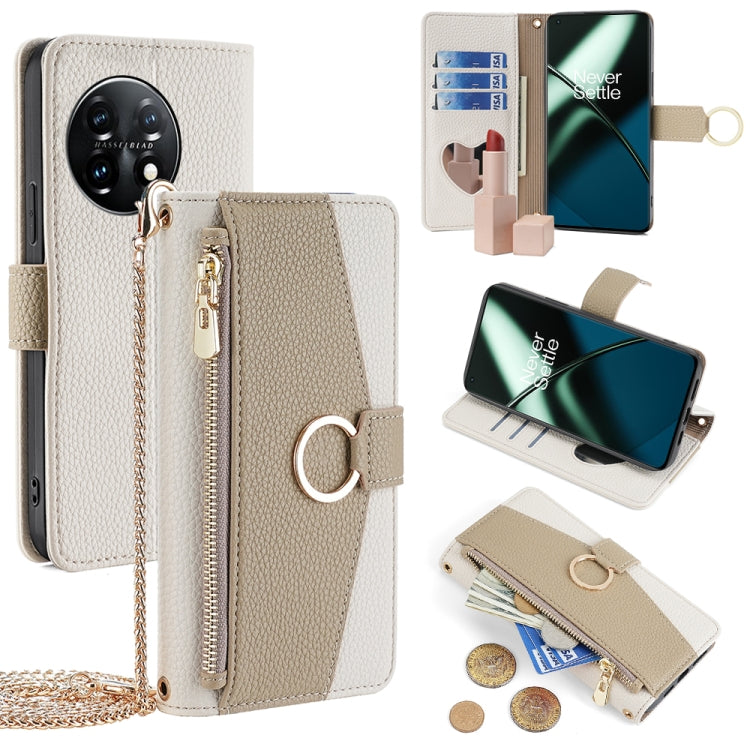 For OnePlus 11 Crossbody Litchi Texture Leather Phone Case(White)